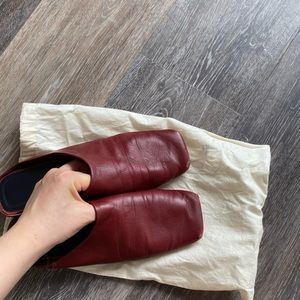 Celine burgundy lambskin slipper